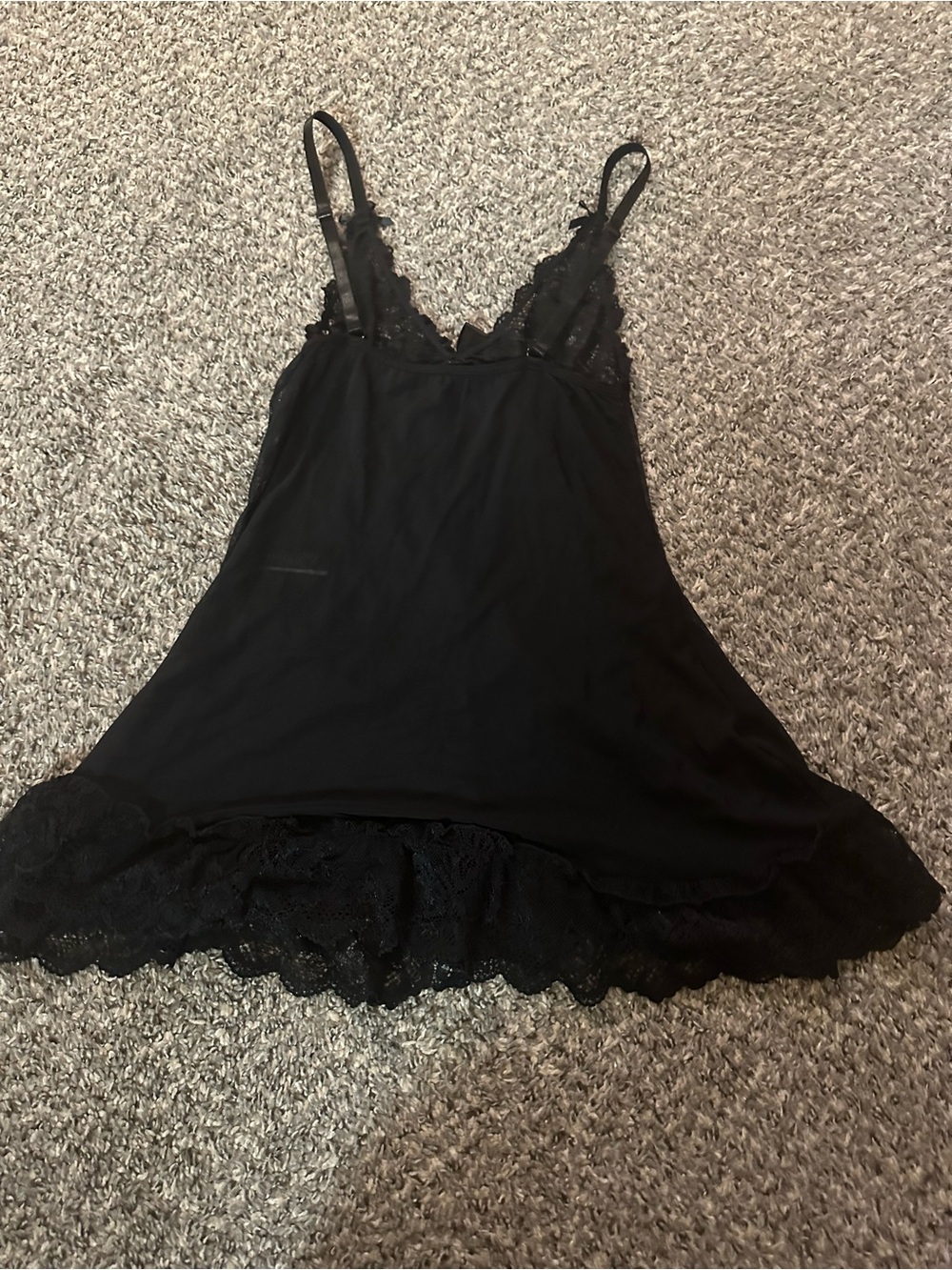 Hustler Hollywood Black Lace-Trim Chemise Slip